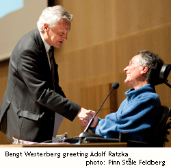 Bengt Westerberg greeting Adolf Ratzka Bengt Westerberg greeting Adolf Ratzka